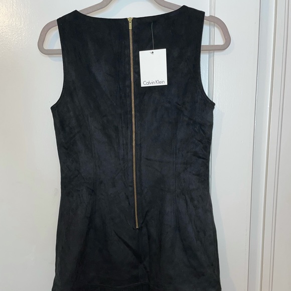 NWT Calvin Klein Black Suede Fringe Dress - Picture 4 of 10